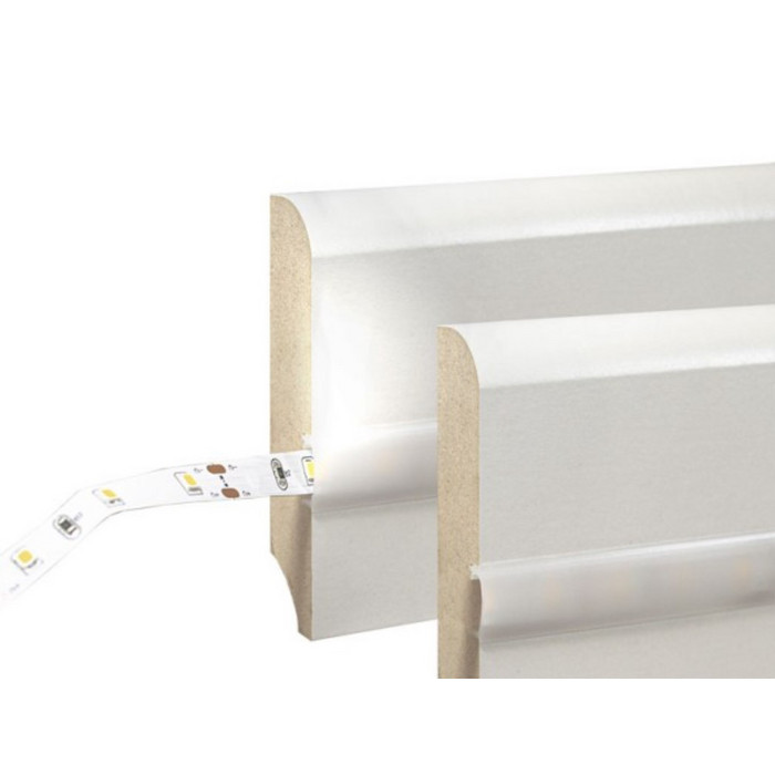 Плинтус МДФ SmartProfile Gloss LED 80М белый  со светодиодной вставкой