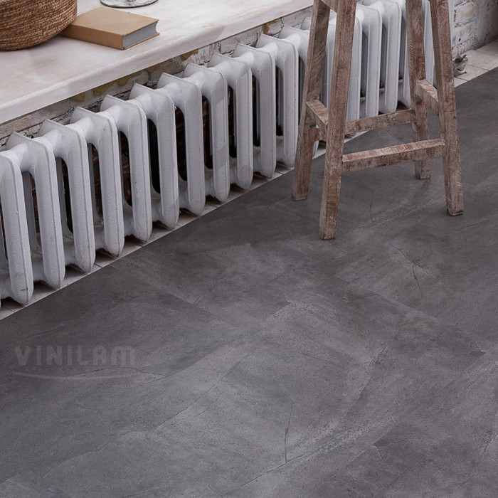LVT плитка Vinilam Ceramo Glue Серый Бетон 61602